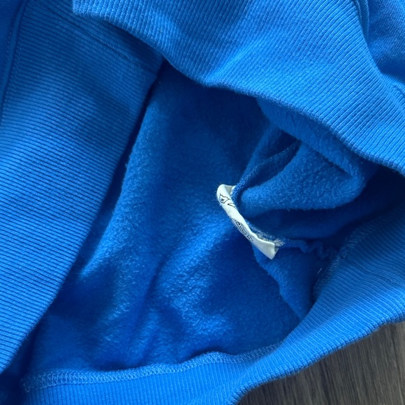 Electric Blue Crewneck Sweatshirt with White Sleeve Stripes - Picture 6 of 11